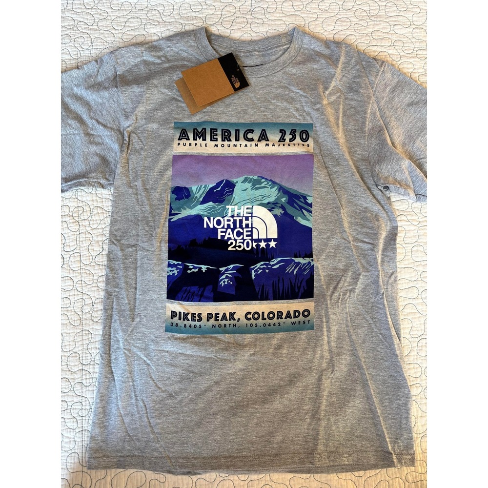 The North Face America 250 Pikes Peak Colorado Relaxed Tee Grey Size Medium - Picture 1 of 5